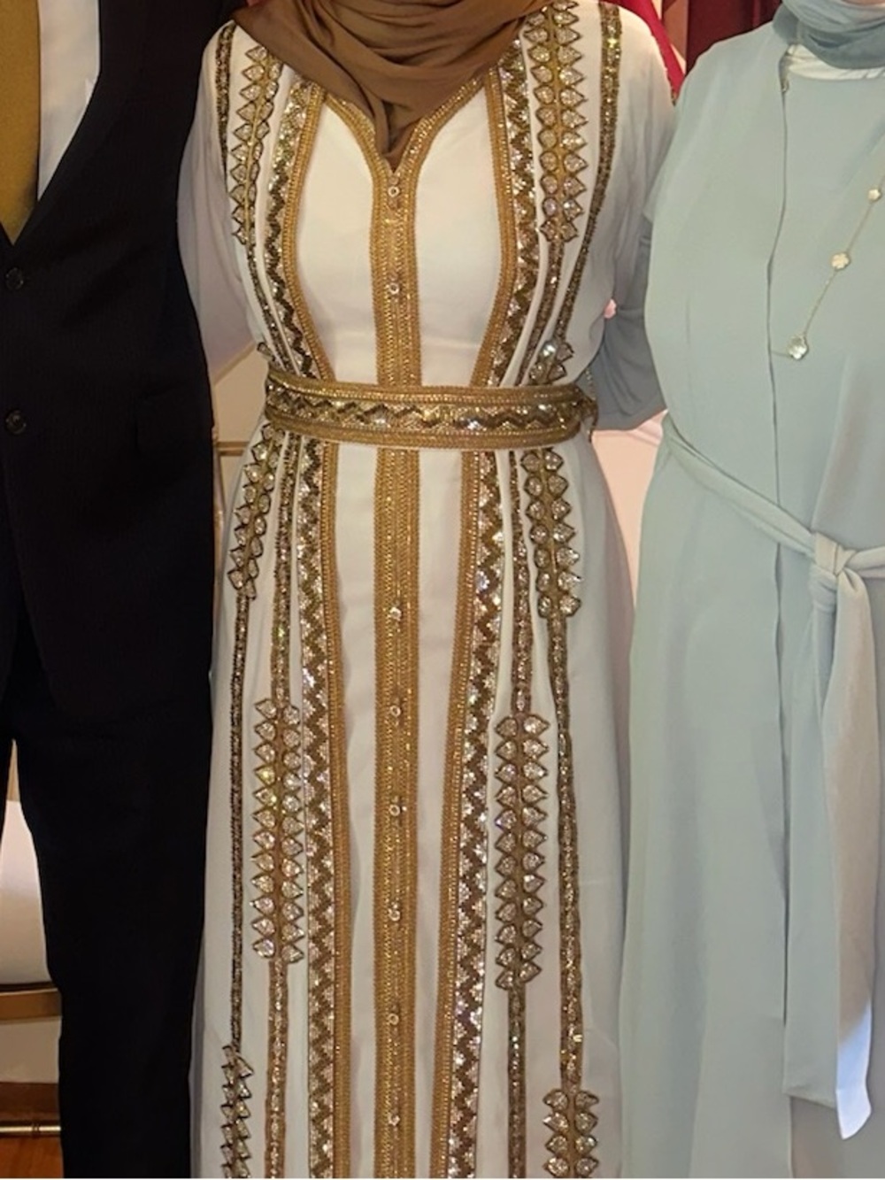 Gold and Off White Abaya